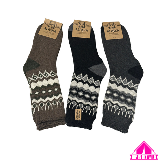 100% wollen Alpaca herensokken - 2 paar
