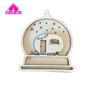 3D kerst sneeuwbal hanger - caravan - camper of vouwwagen