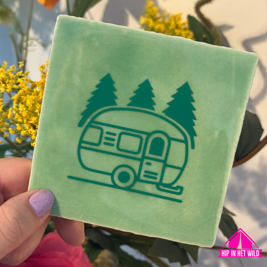 Tegeltje caravan in groen