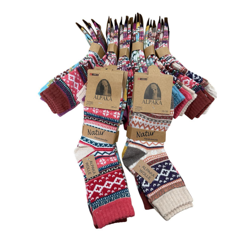 Afbeelding laden in Galerijviewer, 100% Alpaca wollen sokken Saga – dames – set van 3 paar
