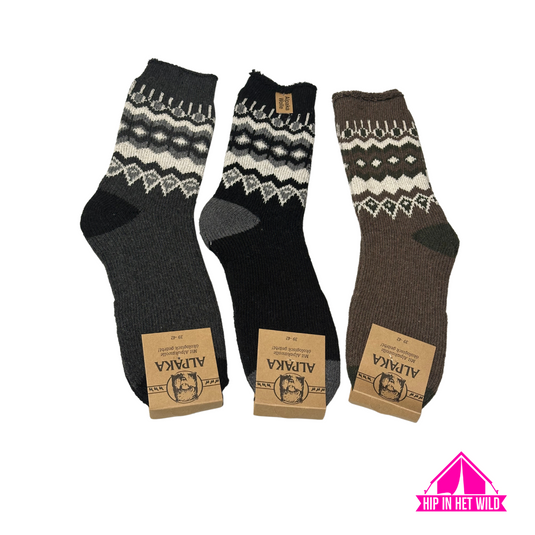 100% wollen Alpaca herensokken - 2 paar