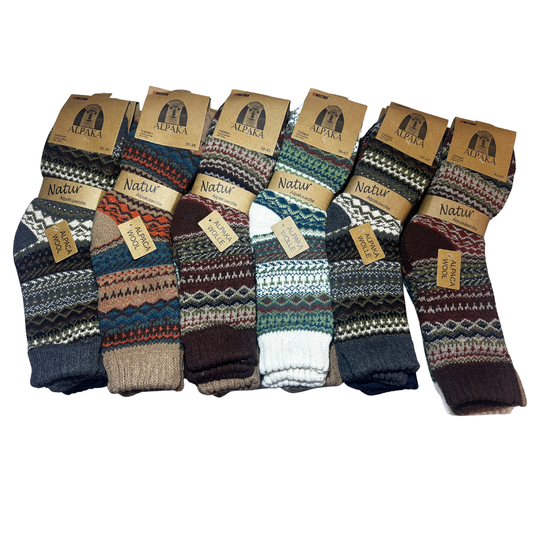 100% Alpaca wollen sokken Nordic – dik – set van 3 paar