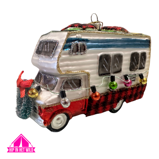 Kerstornament camper 15cm