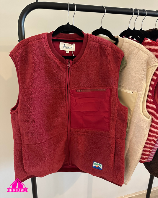 Teddy Gilet in Rood