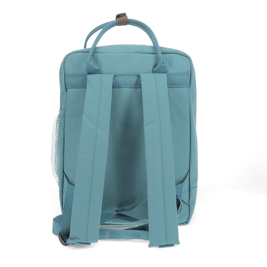 Compacte rugzak in geel, rood, groenn blauw en roze.