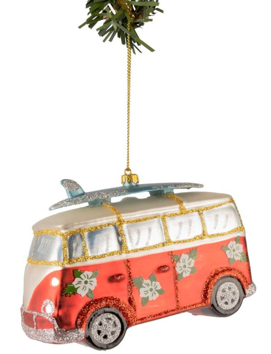 Glazen Kerstbal VW T1 Bus 12cm