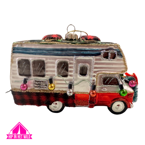 Kerstornament camper 15cm