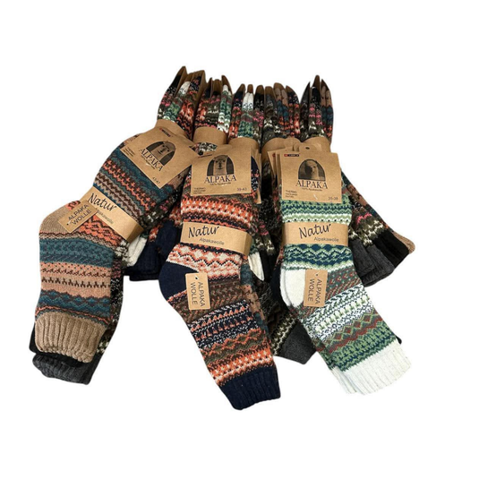 100% Alpaca wollen sokken Nordic – dik – set van 3 paar