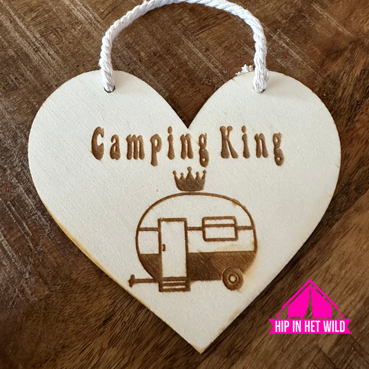 Houten harten met caravan, camper en vouwwagen spreuken