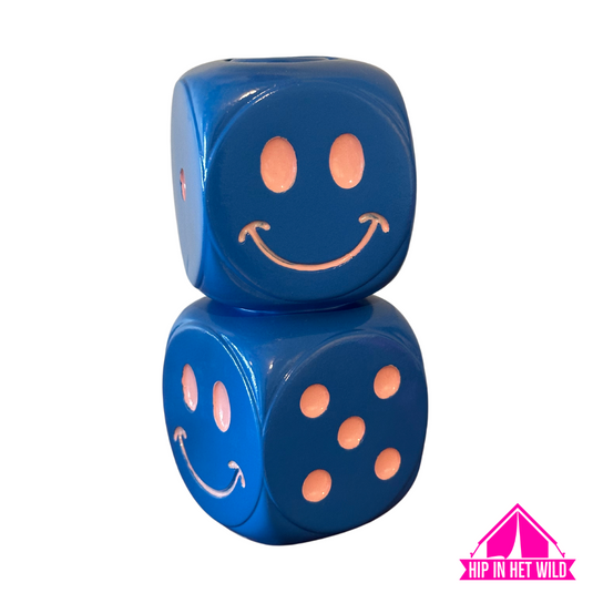 Kandelaar Smiley Dobbelsteen – Blauw met Roze