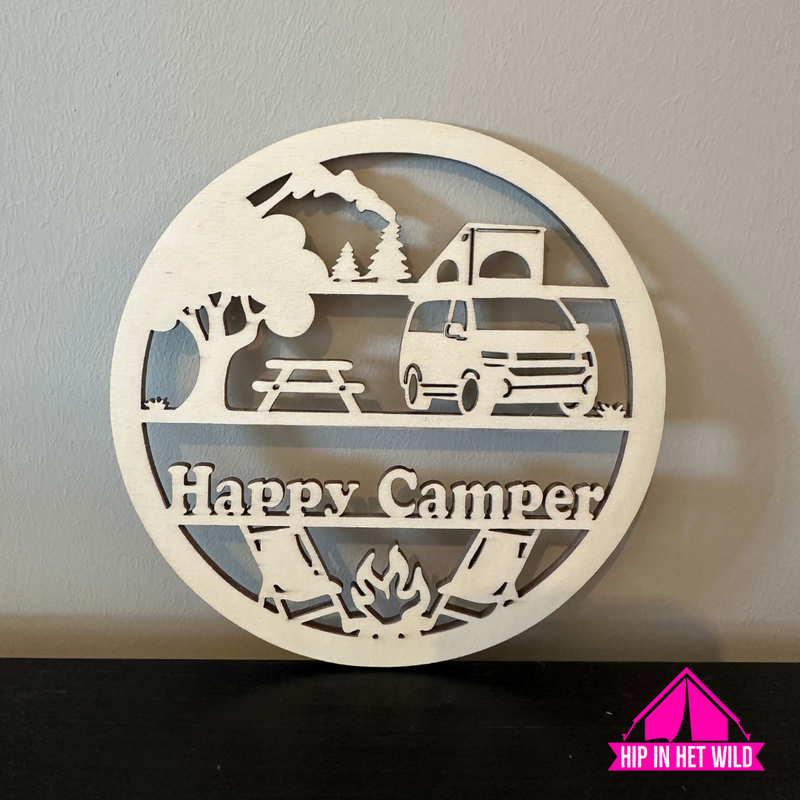 Afbeelding laden in Galerijviewer, Houten camping cirkels met tekst en diverse afbeeldingen
