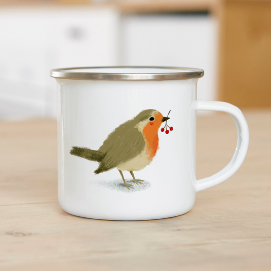 Emaille mok | Robin