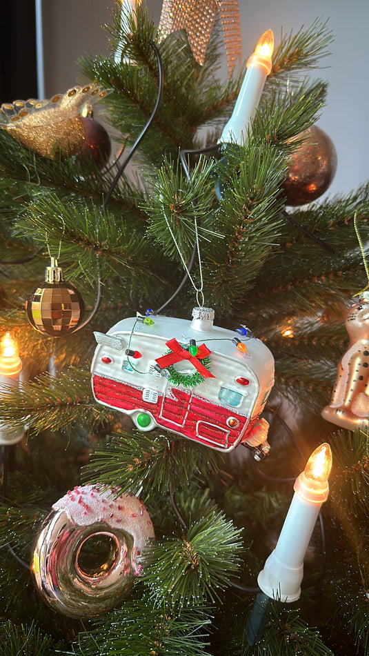 Glazen Kerstbal Caravan 13cm