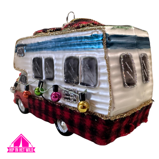 Kerstornament camper 15cm
