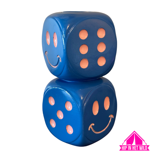 Kandelaar Smiley Dobbelsteen – Blauw met Roze