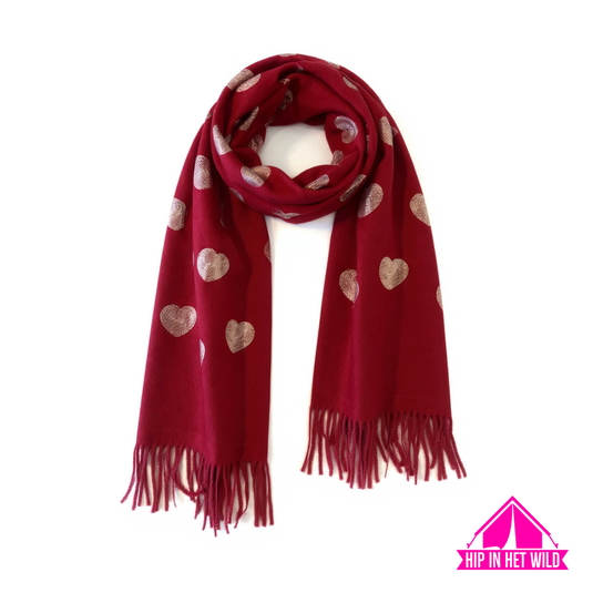 Rode hartjes sjaal