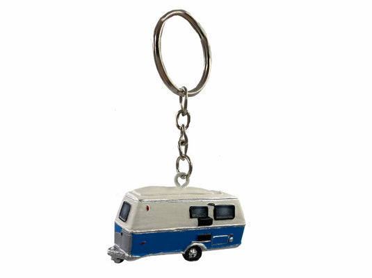 Sleutelhanger retro caravan blauw