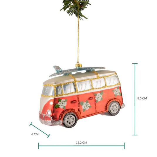 Glazen Kerstbal VW T1 Bus 12cm