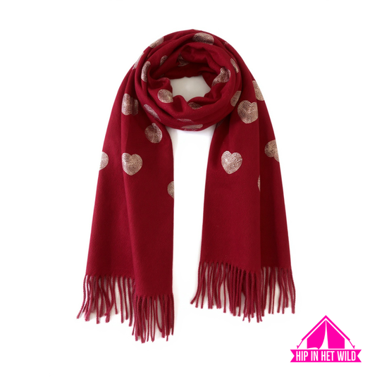 Rode hartjes sjaal