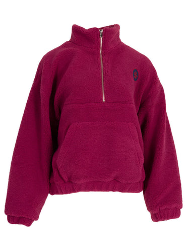 Warme Teddy Trui met Rits – Magenta