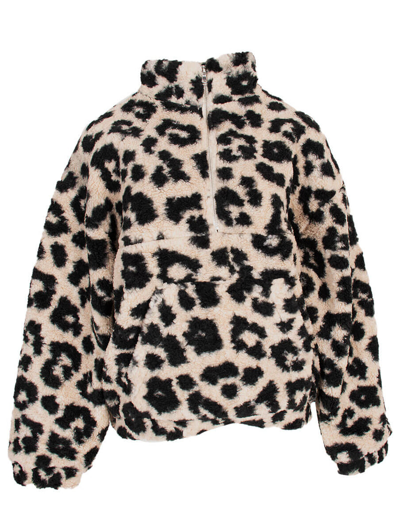 Afbeelding laden in Galerijviewer, Warme Teddy Pantertrui met Rits – Beige

