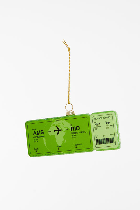 Yub in de Boom | Boardingpass Amsterdam - Rio kerstornament