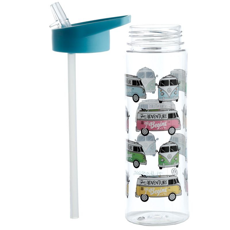 Afbeelding laden in Galerijviewer, Volkswagen busje waterfles 550ml met rietje blauw
