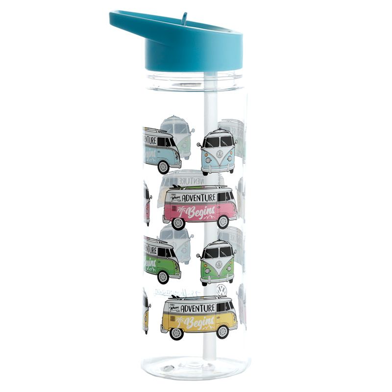 Afbeelding laden in Galerijviewer, Volkswagen busje waterfles 550ml met rietje blauw
