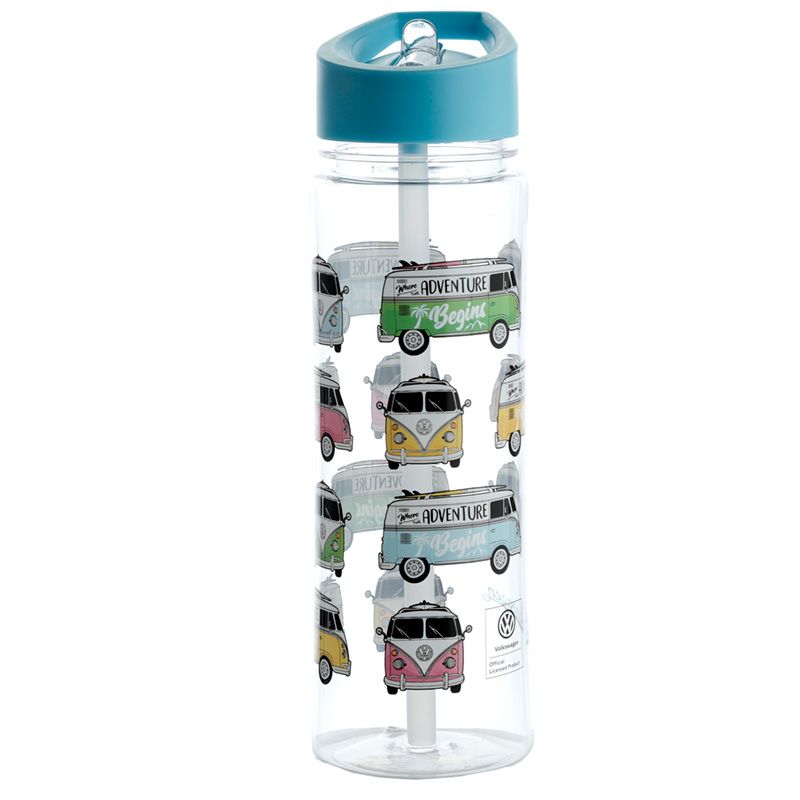 Afbeelding laden in Galerijviewer, Volkswagen busje waterfles 550ml met rietje blauw
