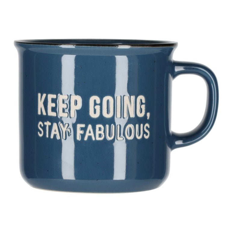 Afbeelding laden in Galerijviewer, Keep going, stay fabulous – Retro Keramieken Mok (Blauw)
