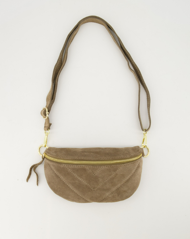 Afbeelding laden in Galerijviewer, Suede heuptas in taupe
