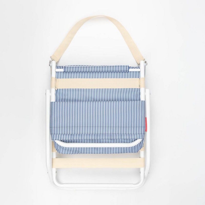 Afbeelding laden in Galerijviewer, Blauw gestreepte strandstoel
