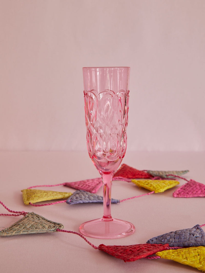 Afbeelding laden in Galerijviewer, Rice - Acryl Champagneglas- doorzichtig - mint - roze - reliëfdetails
