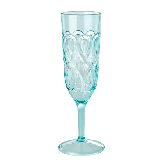 Rice - Acryl Champagneglas- doorzichtig - mint - roze - reliëfdetails