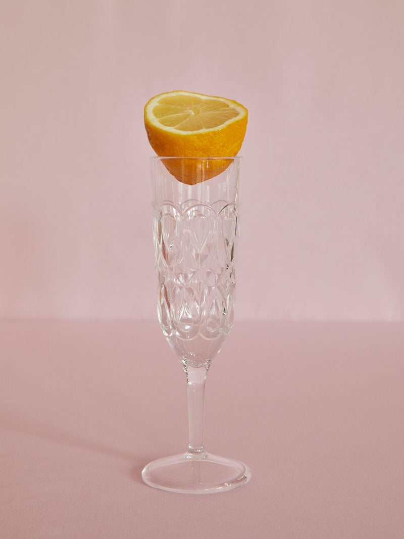 Afbeelding laden in Galerijviewer, Rice - Acryl Champagneglas- doorzichtig - mint - roze - reliëfdetails
