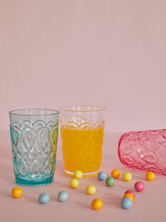 Rice - Acryl glas - doorzichtig - mint - roze - reliëfdetails