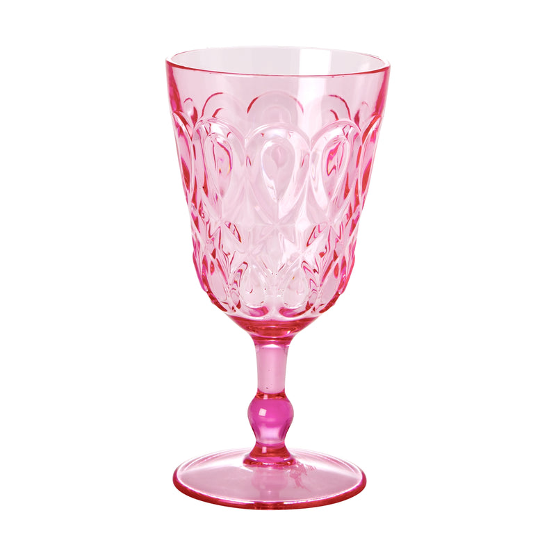 Afbeelding laden in Galerijviewer, Rice - Acryl wijnglas - doorzichtig - mint - roze - reliëfdetails
