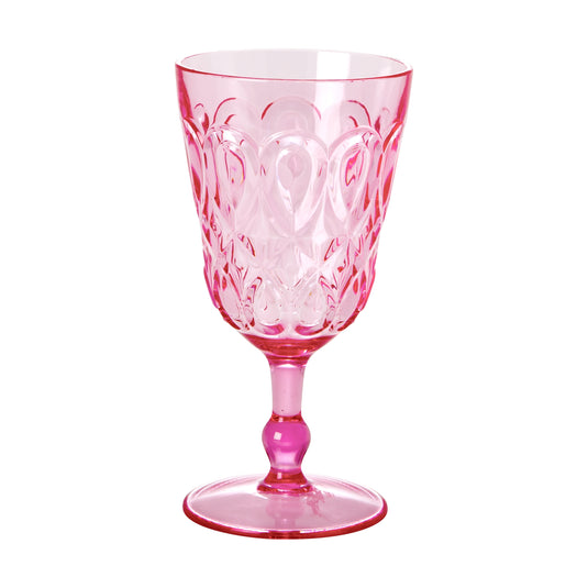 Rice - Acryl wijnglas - doorzichtig - mint - roze - reliëfdetails