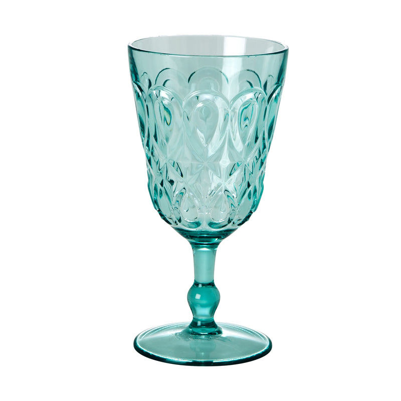 Afbeelding laden in Galerijviewer, Rice - Acryl wijnglas - doorzichtig - mint - roze - reliëfdetails
