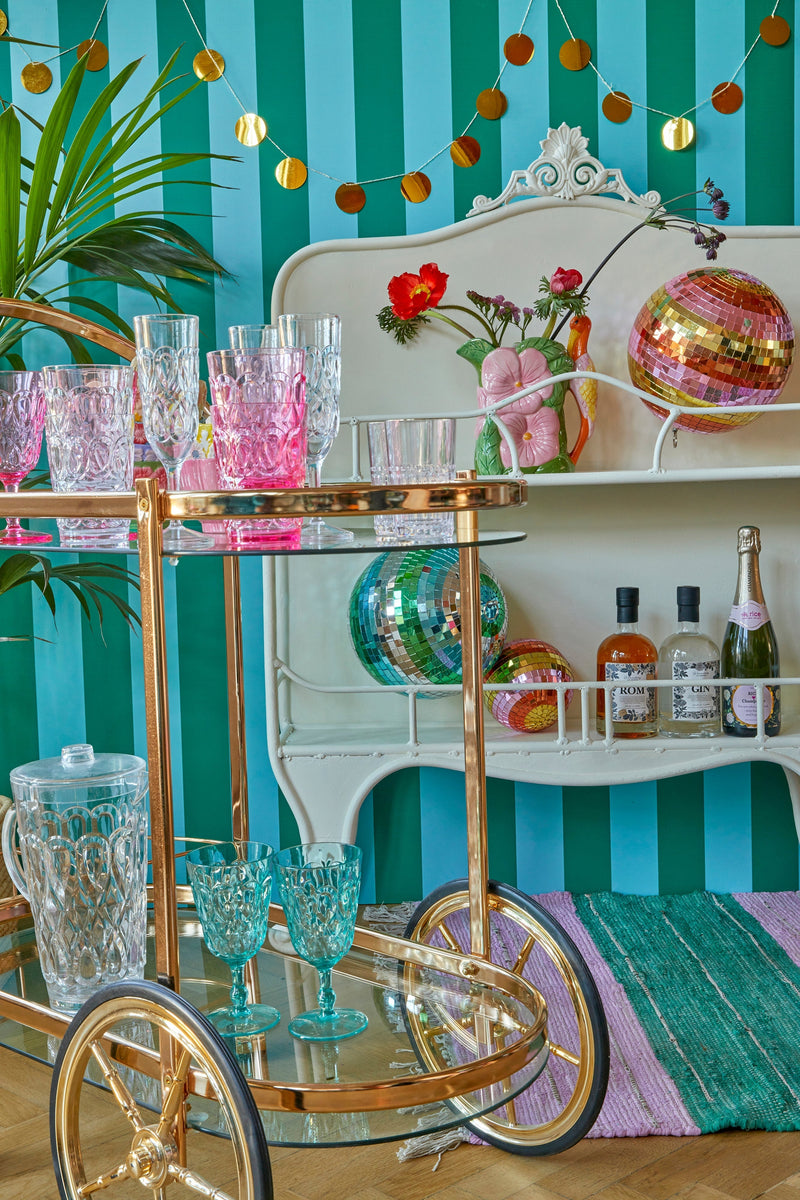 Afbeelding laden in Galerijviewer, Rice - Acryl Champagneglas- doorzichtig - mint - roze - reliëfdetails
