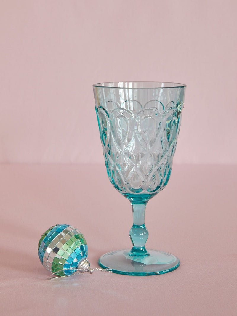Afbeelding laden in Galerijviewer, Rice - Acryl wijnglas - doorzichtig - mint - roze - reliëfdetails
