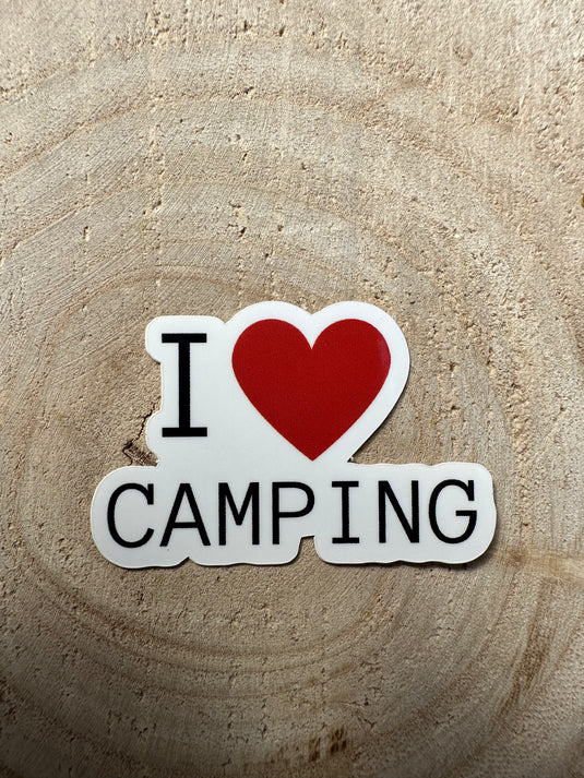 De "i love" caravan, camper en camping stickers