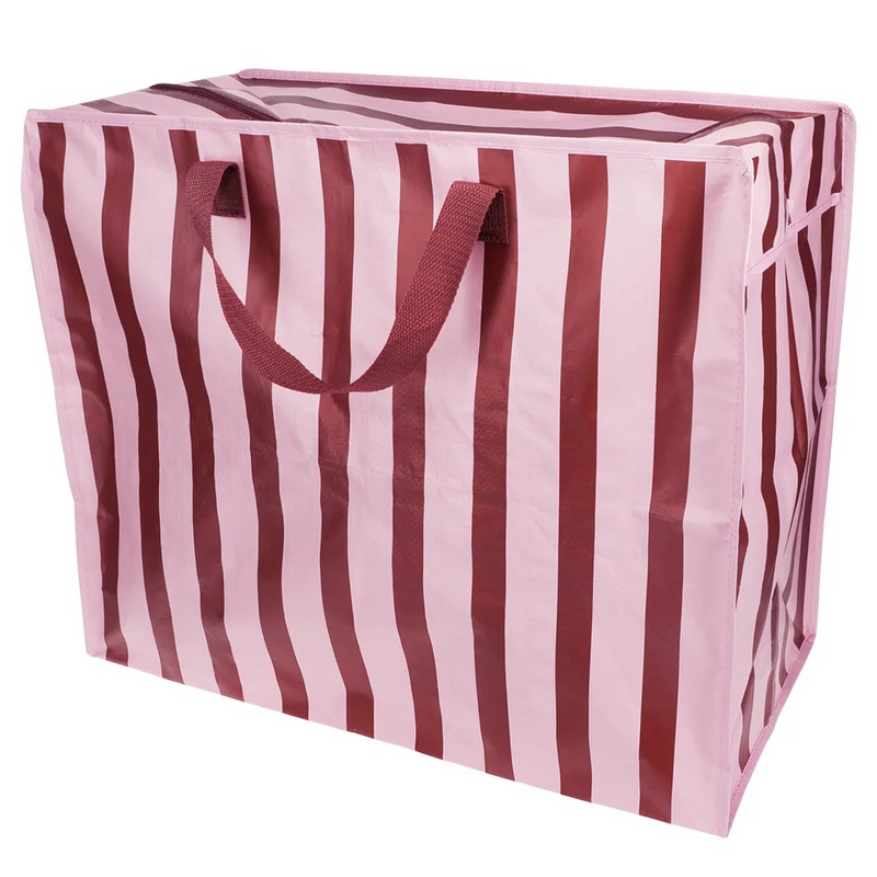 Afbeelding laden in Galerijviewer, Jumbo opbergtas/ wastas - Roze met bruine strepen
