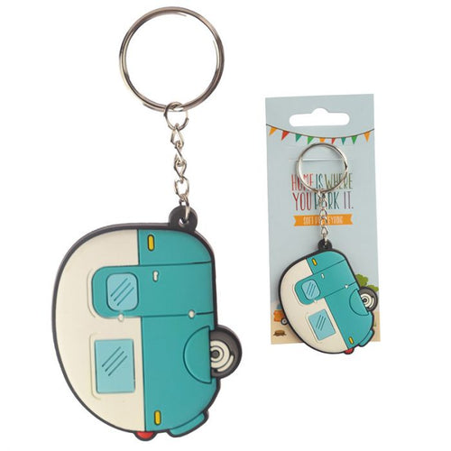Home is where you park it caravan sleutelhanger blauw
