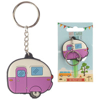 Home is where you park it caravan sleutellabel sleutelhanger roze