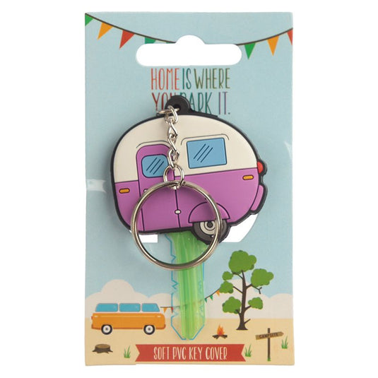 Home is where you park it caravan sleutellabel sleutelhanger roze