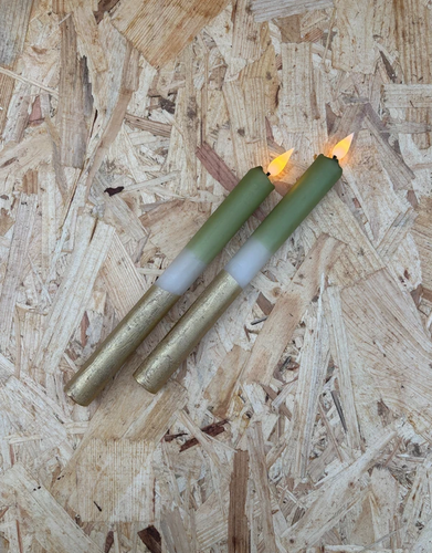 LED kaarsen Olijf/Goud per 2