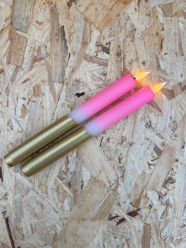 LED kaarsen Neon Roze/Goud per 2