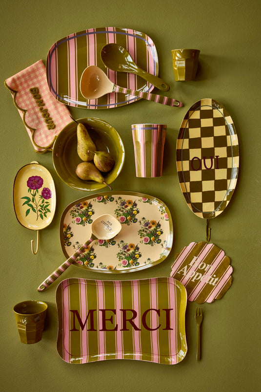 Rice - Groot Melamine Dinerbord – Crème - Retro Bouquet