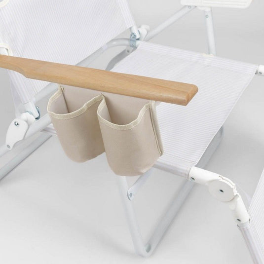 Beige bedrukte strandstoel met gewatteerd gezichtsgat